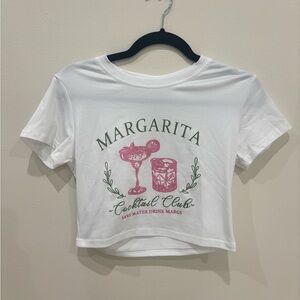 White Crop Top with Margarita Print